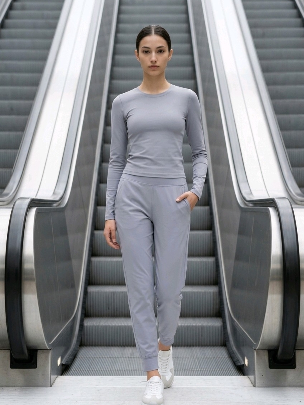 Ascend Slim Light Gray Track Joggers